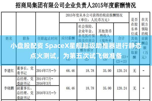 小盘股配资 SpaceX星舰超级助推器进行静态点火测试，为第五次试飞做准备