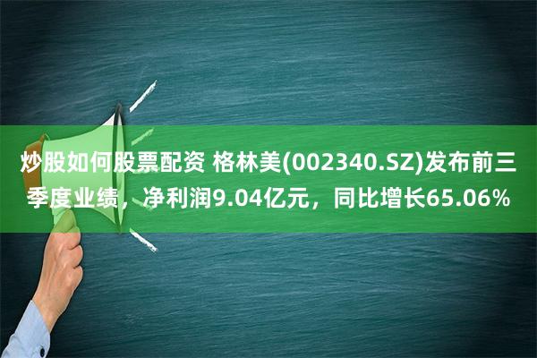 炒股如何股票配资 格林美(002340.SZ)发布前三季度业绩，净利润9.04亿元，同比增长65.06%